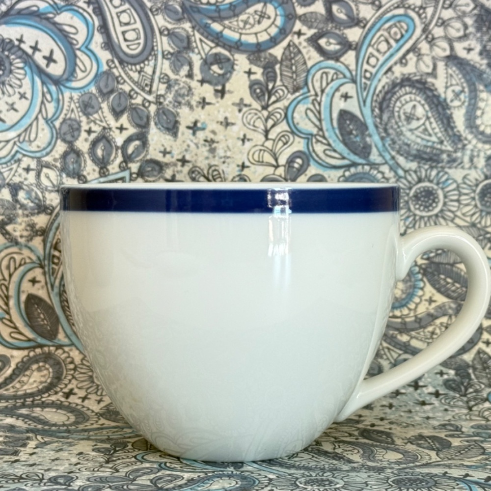 VINTAGE WILLIAMS SONOMA Brasserie Blue White Cup & Saucer - Picture 3 of 11